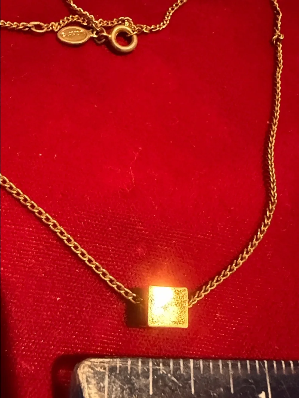 Avon Gold Single Cube Pendant Necklace - Women's Minimalist Jewelry